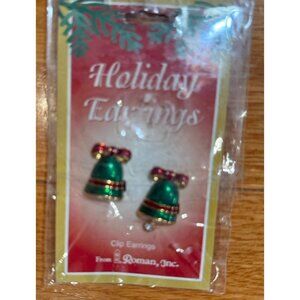 2000 Roman Christmas Bell Clip On Earrings New Vintage